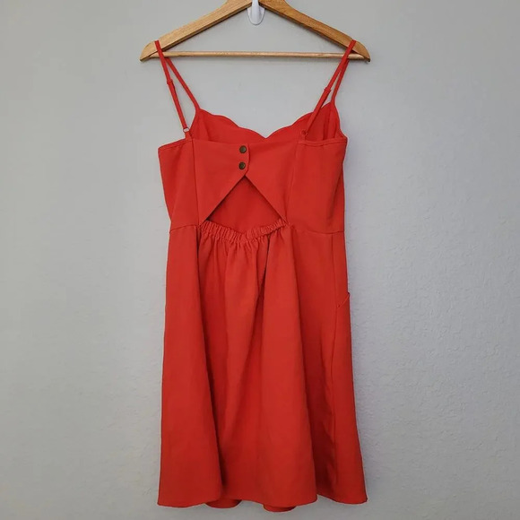 Market and Spruce Womens Mini Dress Size M Orange Solid Polyester Sleeveless - Picture 3 of 9